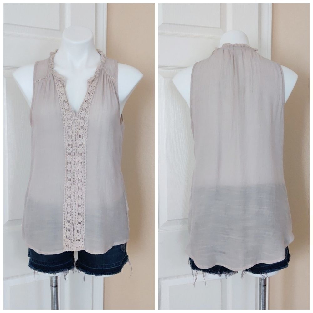 Spense crochet inset high low sleeveless top